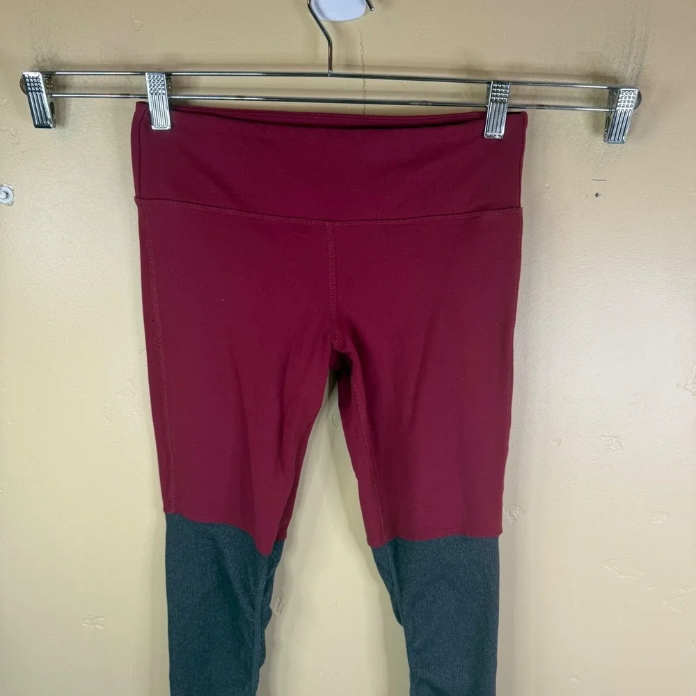 Alo Yoga Goddess Leggings Women Small Burgundy Charcoal‎ Grey Stirrup Activewear